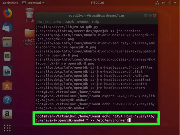 Terminal Ubuntu : configuration de JAVA_HOME pour installer Java 8.